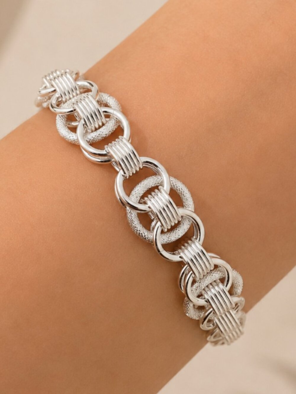 925 Sterling Silver Chunky Chain Link Bracelet Silver Toggle Statement Bracelet